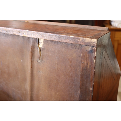 154 - Antique inlaid and parquetry bureau, approx 109cm H x 91cm W x 46cm D