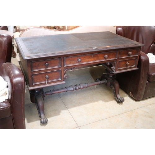 272 - Antique mid 19th century five drawer desk, approx 77cm H x 123cm W x 66cm D