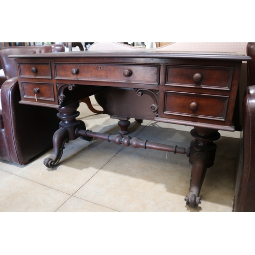 272 - Antique mid 19th century five drawer desk, approx 77cm H x 123cm W x 66cm D