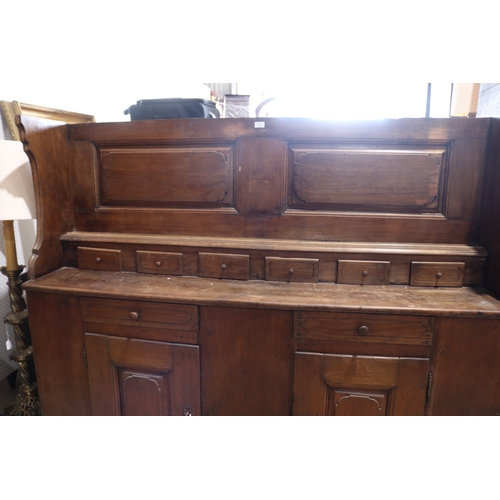 91 - Antique late 18th century dresser base, (no top), approx 215cm W x 38cm D x 150cm H