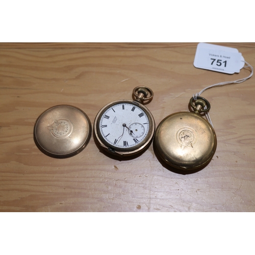 751 - Two antique fob watches unknown working order, needs repairs (2)
