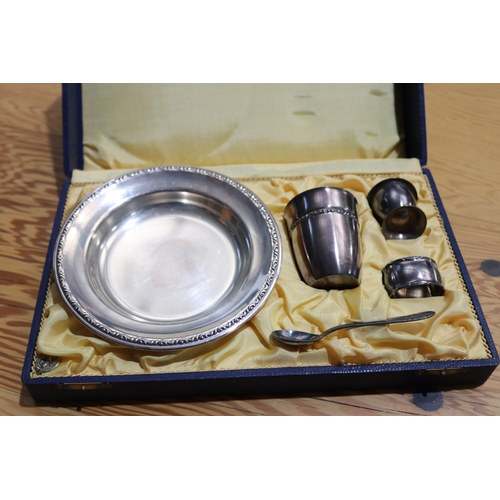 760 - French silver plated Christening set