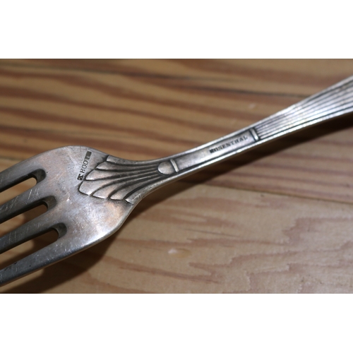 761 - Silver teaspoon, fork and a kiddush cup (3)