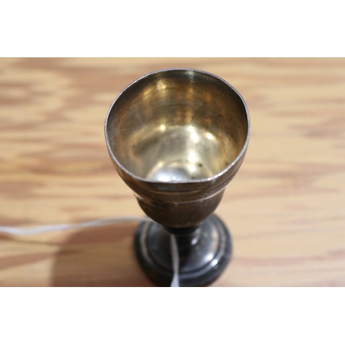 761 - Silver teaspoon, fork and a kiddush cup (3)