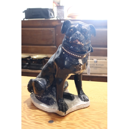 763 - Large vintage plaster figure of a black pug