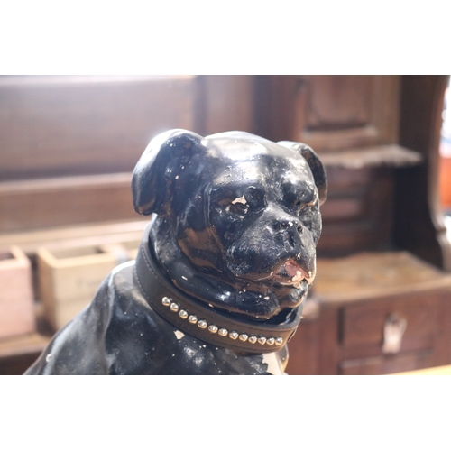 763 - Large vintage plaster figure of a black pug