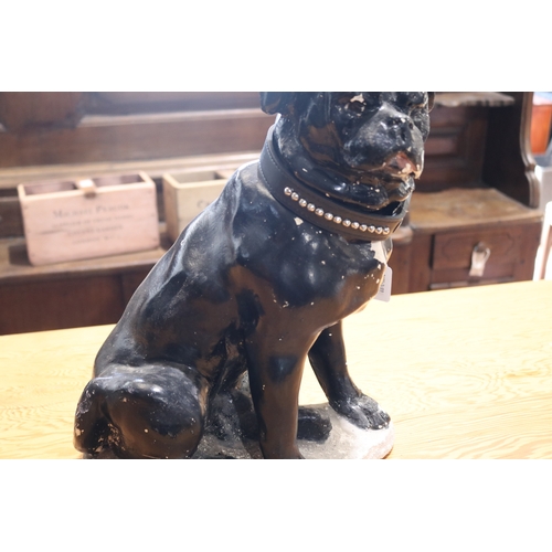 763 - Large vintage plaster figure of a black pug