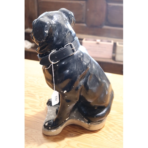 763 - Large vintage plaster figure of a black pug