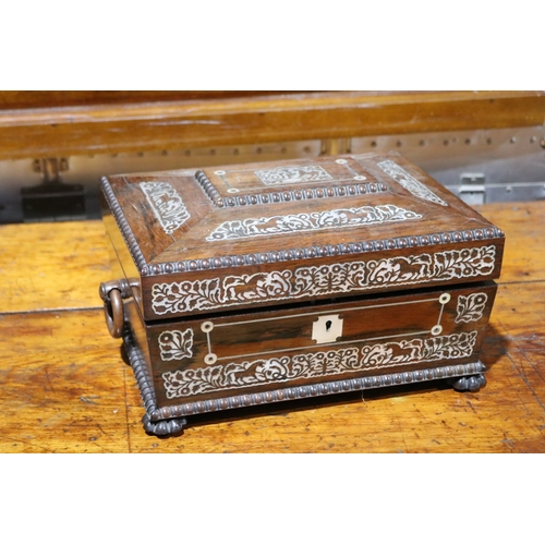 781 - Antique Regency sewing box, with inlaid decoration