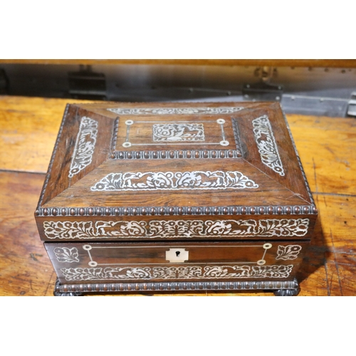 781 - Antique Regency sewing box, with inlaid decoration