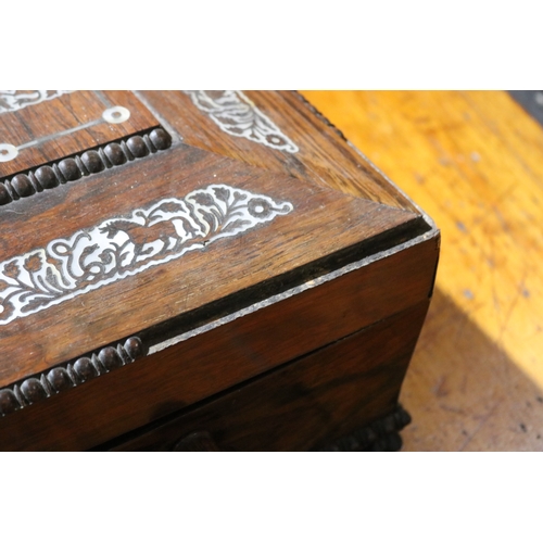 781 - Antique Regency sewing box, with inlaid decoration