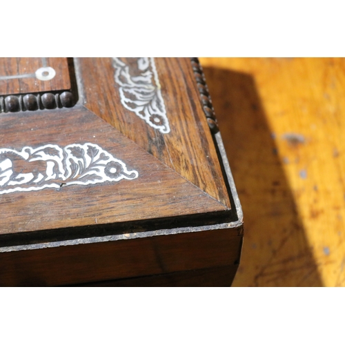 781 - Antique Regency sewing box, with inlaid decoration