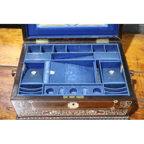 781 - Antique Regency sewing box, with inlaid decoration