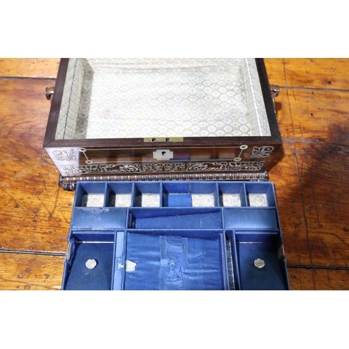 781 - Antique Regency sewing box, with inlaid decoration