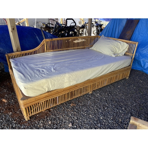818 - Australian made cane day bed, by Feature cane company Sydney. See label