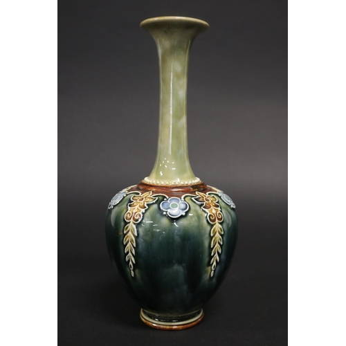 21 - Royal Doulton Art Nouveau long stem vase, impressed mark to base 8412, approx 26cm H