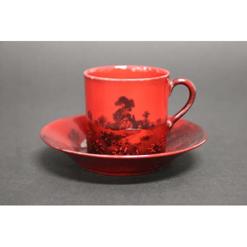 39 - Royal Doulton flambe red cup & saucer (2)