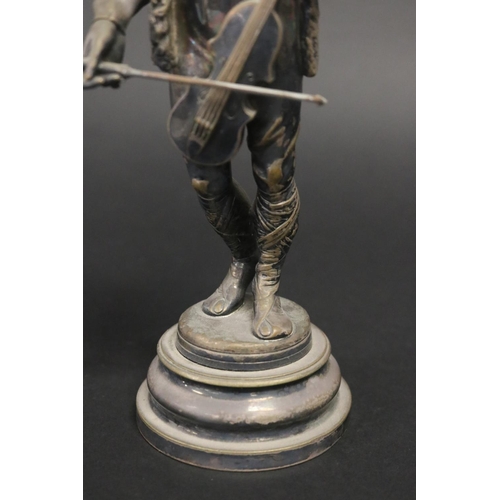 35 - Antique French Auguste Louis LALOUETTE (1826-1883) silvered bronze figure of a male violin player, i... 
