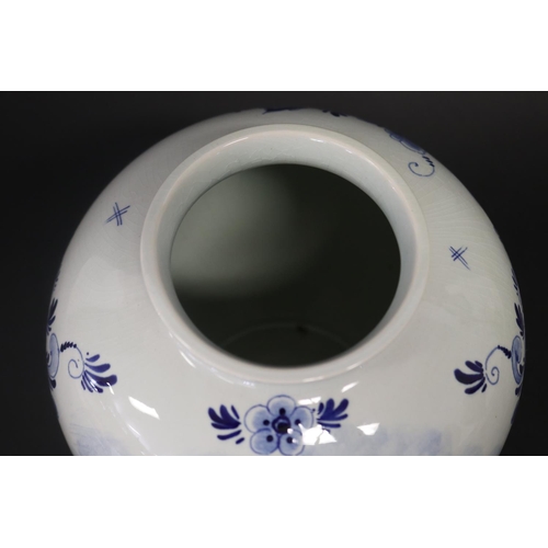 60 - Royal Delft Holland porcelain blue & white ovoid form vase, signed to base, approx 24cm H