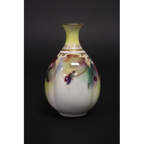 62 - Antique Royal Worcester vase, with violet decoration unsigned, James Hadley design vase, tribute mar... 