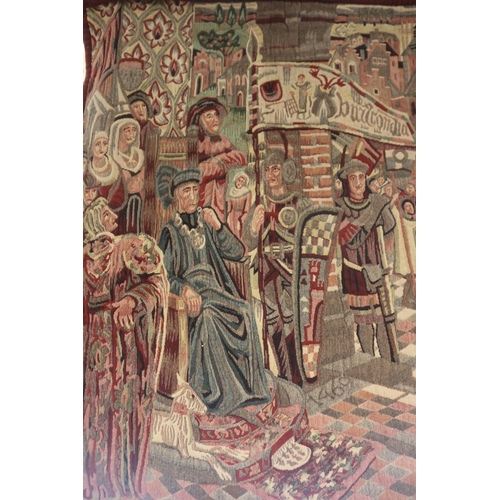 80 - Vintage French medieval style wall tapestry, approx 130cm x 190cm