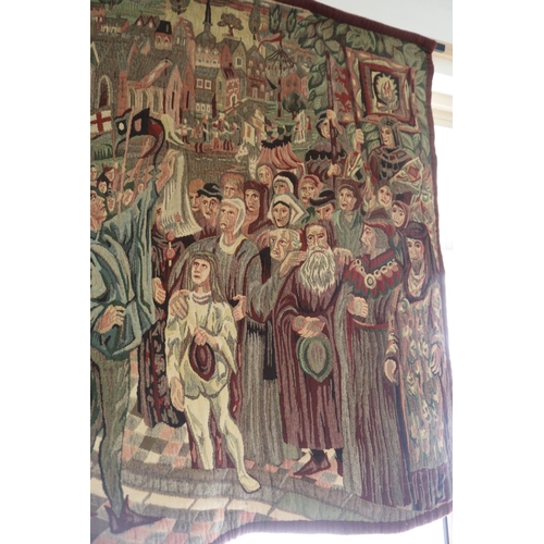 80 - Vintage French medieval style wall tapestry, approx 130cm x 190cm