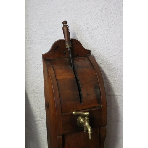 107 - Antique fruitwood beer hall hand pump, with brass tap, and pull, approx 118cm H