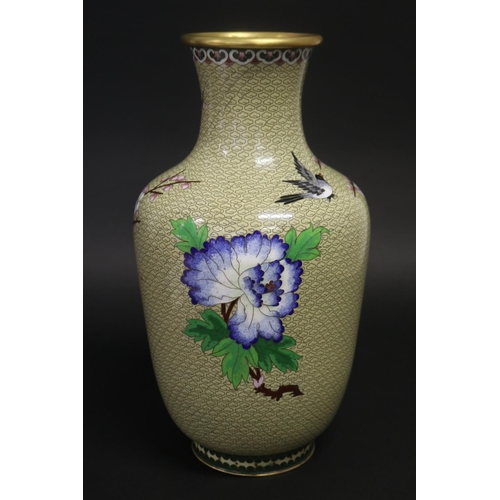 86 - Large Chinese cloisonné vase, blossoming branches and birds, approx 38cm H