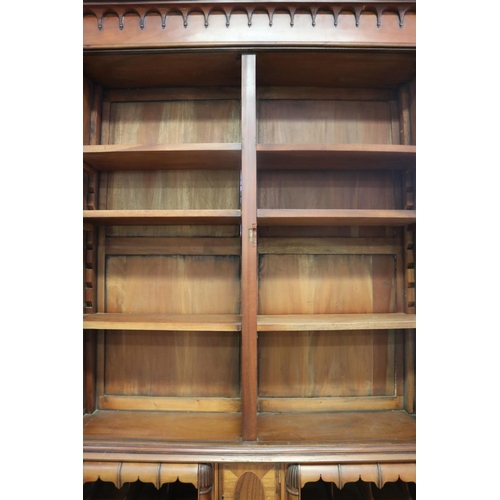 98 - Georgian style bureau bookcase, AF, approx 232cm H x 112cm W x 48cm D.