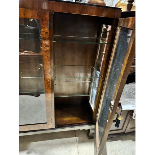 95 - Good Art Deco three door display cabinet, with applied silver presentation plaque, approx 136cm H x ... 