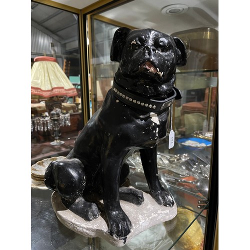 763 - Large vintage plaster figure of a black pug