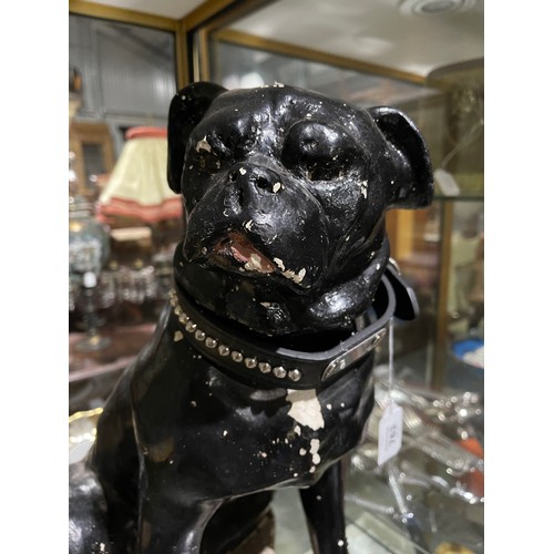 763 - Large vintage plaster figure of a black pug