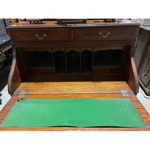 112 - Antique satinwood bureau, hand painted decoration, approx 120cm H x 74cm W x 42cm D