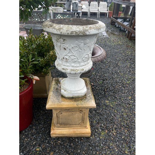 801 - Composite stone pot on square pedestal unassociated (2)