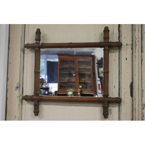 164 - Antique French faux bamboo mirror, approx 47cm x 53cm