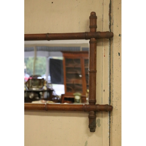 164 - Antique French faux bamboo mirror, approx 47cm x 53cm