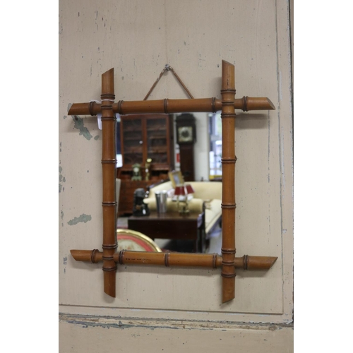 165 - Antique French faux bamboo mirror, approx 47cm x 42cm