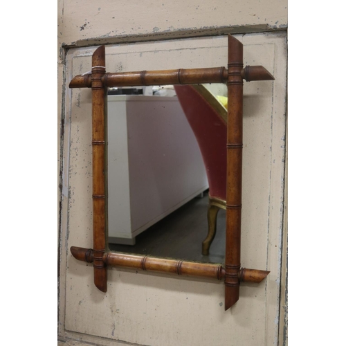 166 - Antique French faux bamboo mirror, approx 56cm x 45cm