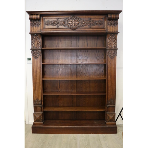 169 - Impressive architectural open shelf bookcase, approx 228cm H x 168cm W x 42cm D