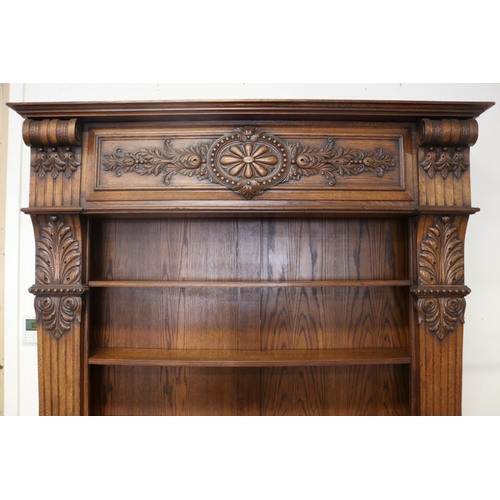 169 - Impressive architectural open shelf bookcase, approx 228cm H x 168cm W x 42cm D