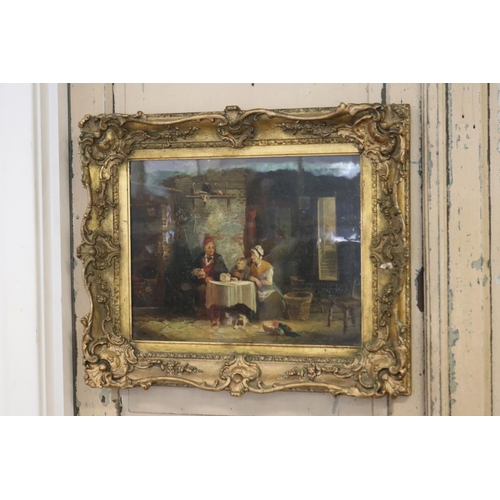 283 - Antique early 19th century French school, oil on panel, unsigned, mounted in original frame, picture... 