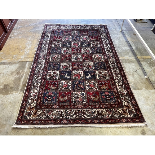 391 - Good Iranian Bakhtiani wool rug, garden design, this piece was handwoven in Bakhtiari Iran, approx 3... 