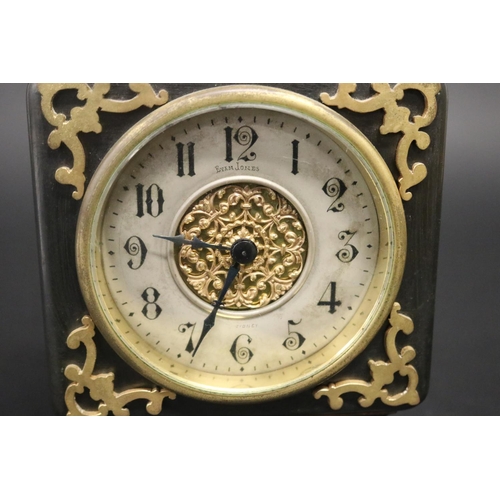 1 - Rare Australian Evan Jones mantle clock surmounted with aboriginal figure throwing boomerang, marked... 