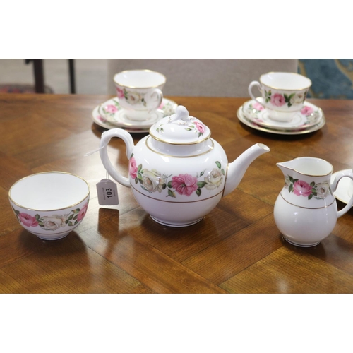 103 - Royal Worcester Royal Garden Elgar tea service for six to include cups and saucers, teapot, sugar an... 