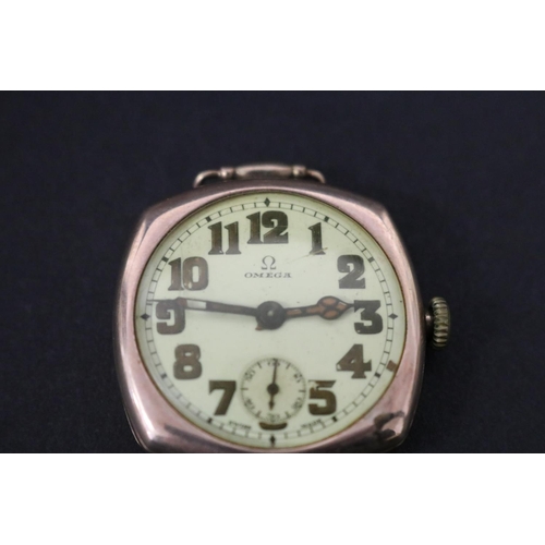 119 - Antique 1920's Omega gold wrist watch, sub section dial, number 6485532, engraved to back cover K M ... 