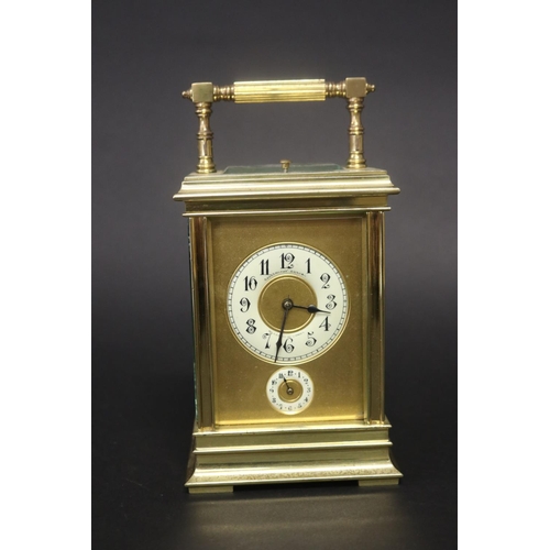 14 - Fine French Aiguilles carriage clock, in a brass case, marked “Aiguilles” & 2988, Dial with Goldsmit... 