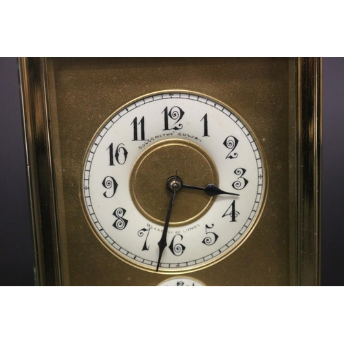 14 - Fine French Aiguilles carriage clock, in a brass case, marked “Aiguilles” & 2988, Dial with Goldsmit... 