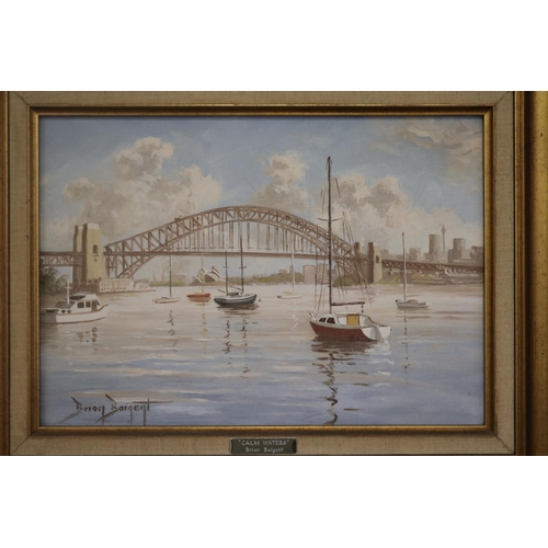 369 - Brian Charles Baigent (1929-2000) Australia, calm waters, Sydney harbour, oil on board, signed lower... 