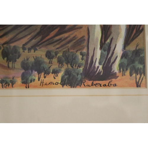 370 - Henoch Raberaba (1914-75) Australia (Aboriginal) central Australian scene, signed lower right, 15 cm... 