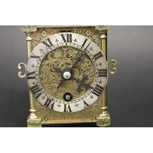 48 - Elliot of London brass lantern clock, movement number 29246-, untested, approx 23cm H